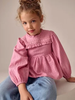 Overhemden En Blouses|Tops*Next - Long Sleeve Ruffle Blouse (3-16yrs) Roze