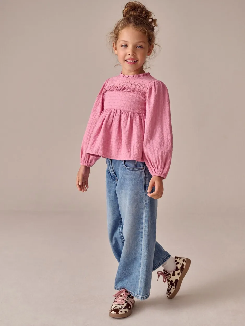 Overhemden En Blouses|Tops*Next - Long Sleeve Ruffle Blouse (3-16yrs) Roze