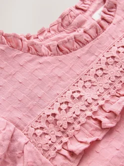 Overhemden En Blouses|Tops*Next - Long Sleeve Ruffle Blouse (3-16yrs) Roze