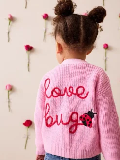 Gebreide Kleding*Next Roze - Love Bug Cardigan (3mths-7yrs)