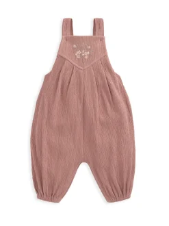Jumpsuits En Playsuits| Roze - Mamas & Papas roze 100% katoen gekreukte bretelbroek en bodysuit set