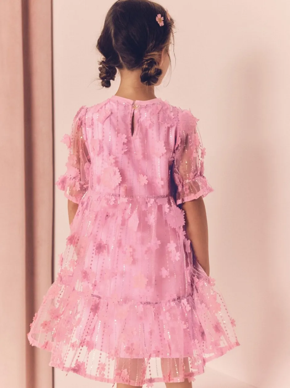 Jurken|Next - Mesh bloemen pailletten feestelijke jurkjes (3-16jaar) Roze