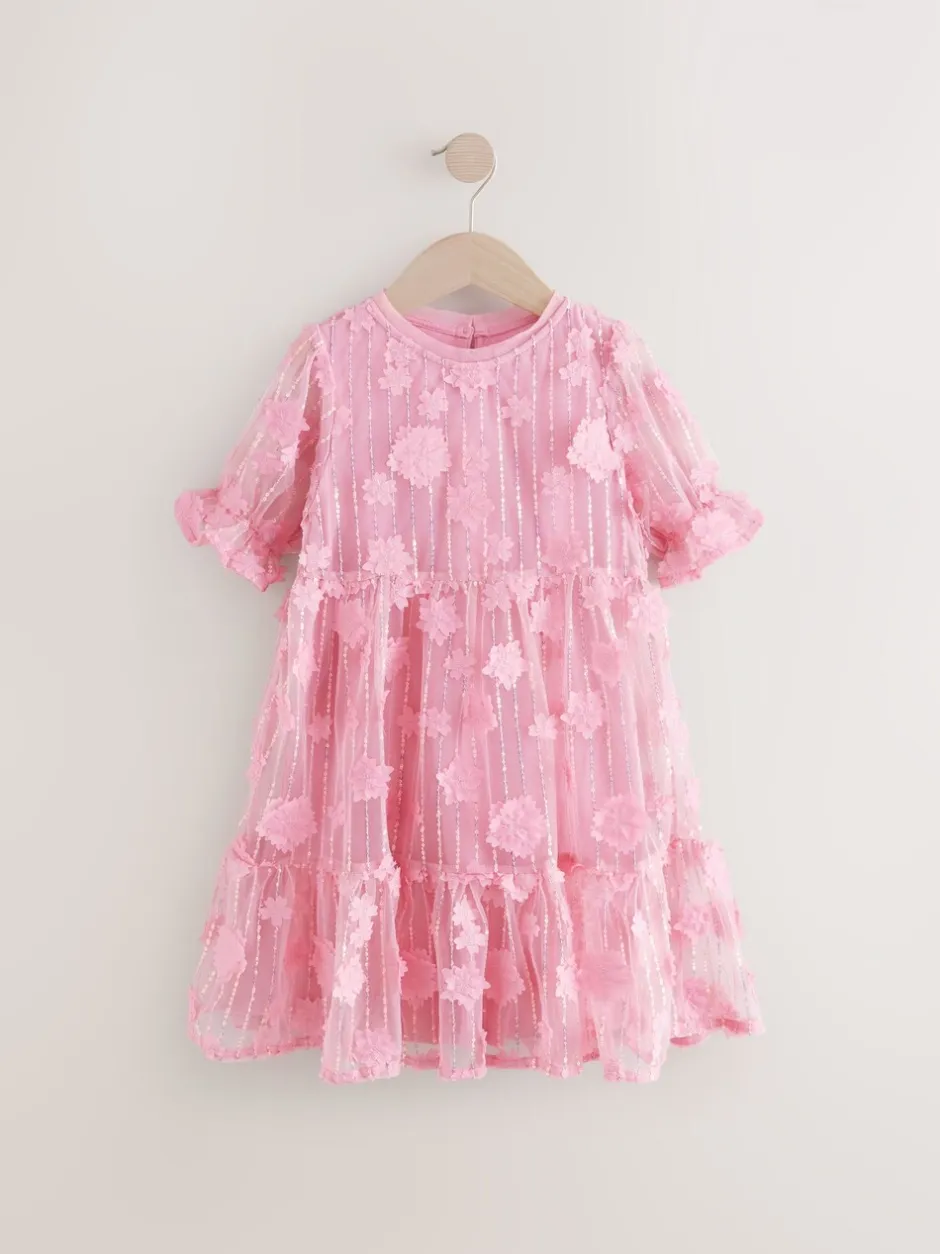 Jurken|Next - Mesh bloemen pailletten feestelijke jurkjes (3-16jaar) Roze