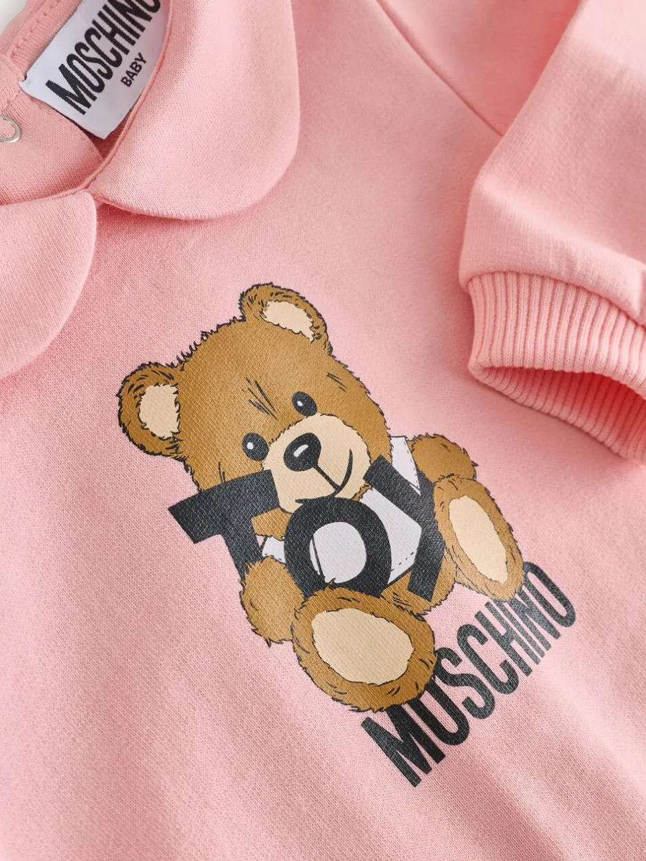 Slabbetjes*Moschino - Baby Logo Sleepsuit, Hat & Bib Giftset With Giftbox Roze