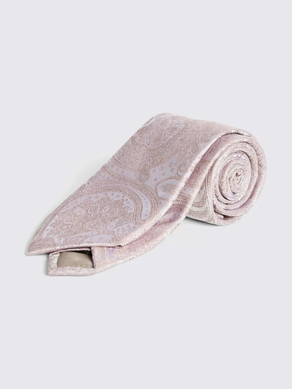 Stropdassen En Pochets|MOSS Roze - Bruiloft Paisley Stropdas