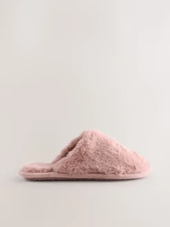 Pantoffels|Next - Pantoffels met imitatiebont Roze