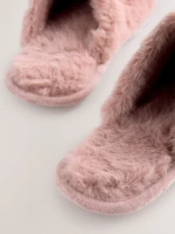 Pantoffels|Next - Pantoffels met imitatiebont Roze