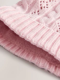 Mutsjes En Antikrabwantjes|Mutsen, Handschoenen En Sjaals*Next - Pointelle kabelgebreide muts met pompon (0mnd-2jr) Roze