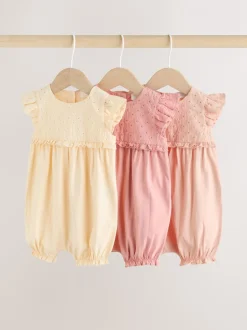 Rompertjes En Tuinbroeken*Next Roze - Print Baby Rompers 3 Pack