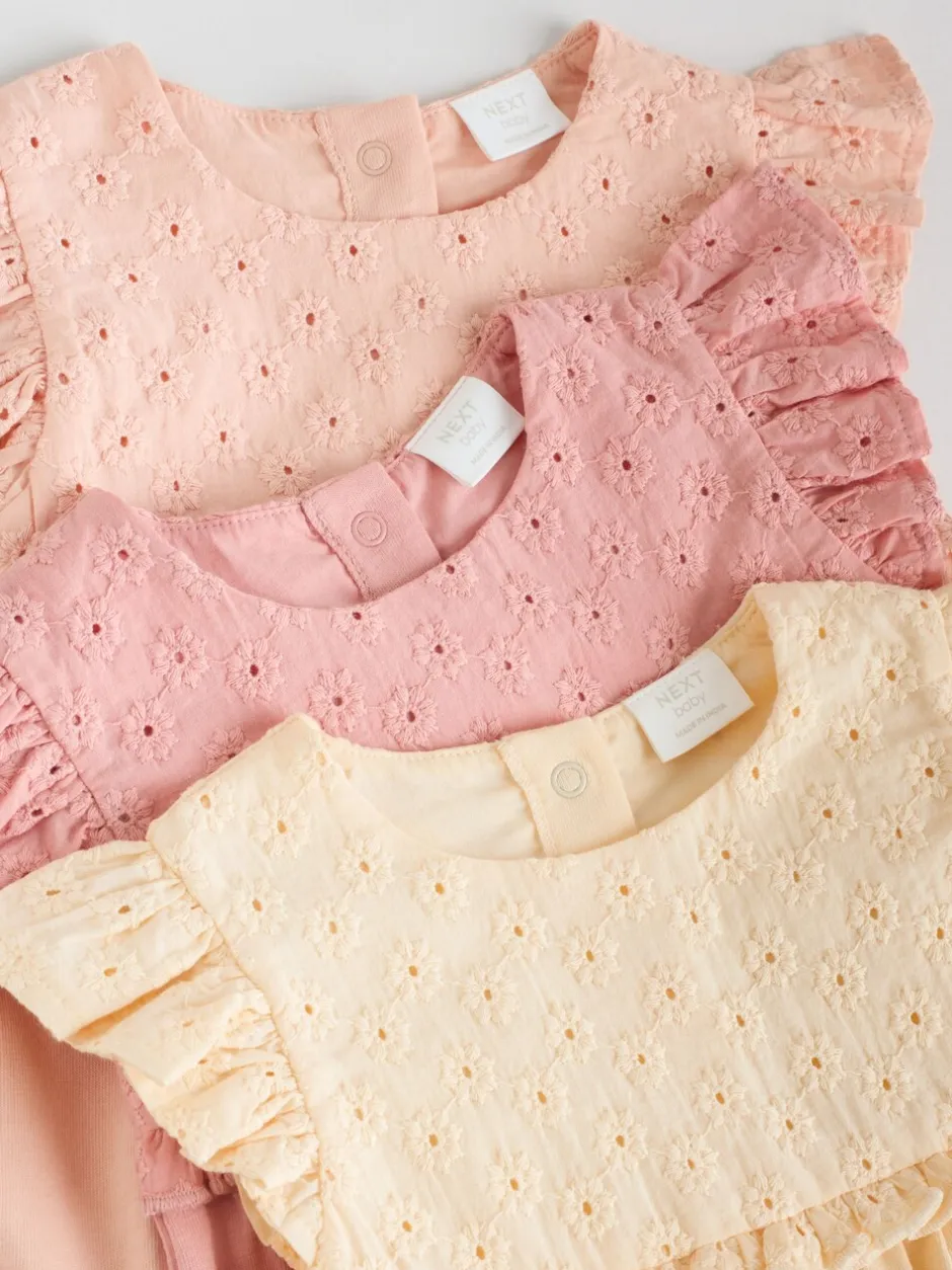 Rompertjes En Tuinbroeken*Next Roze - Print Baby Rompers 3 Pack