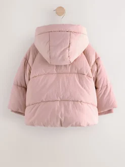 Jassen, Jacks En Kinderwagenpakjes|Jassen En Jacks*Next - Regenbestendige gewatteerde jas met imitatiebontvoering (3mnd-7jr) Roze