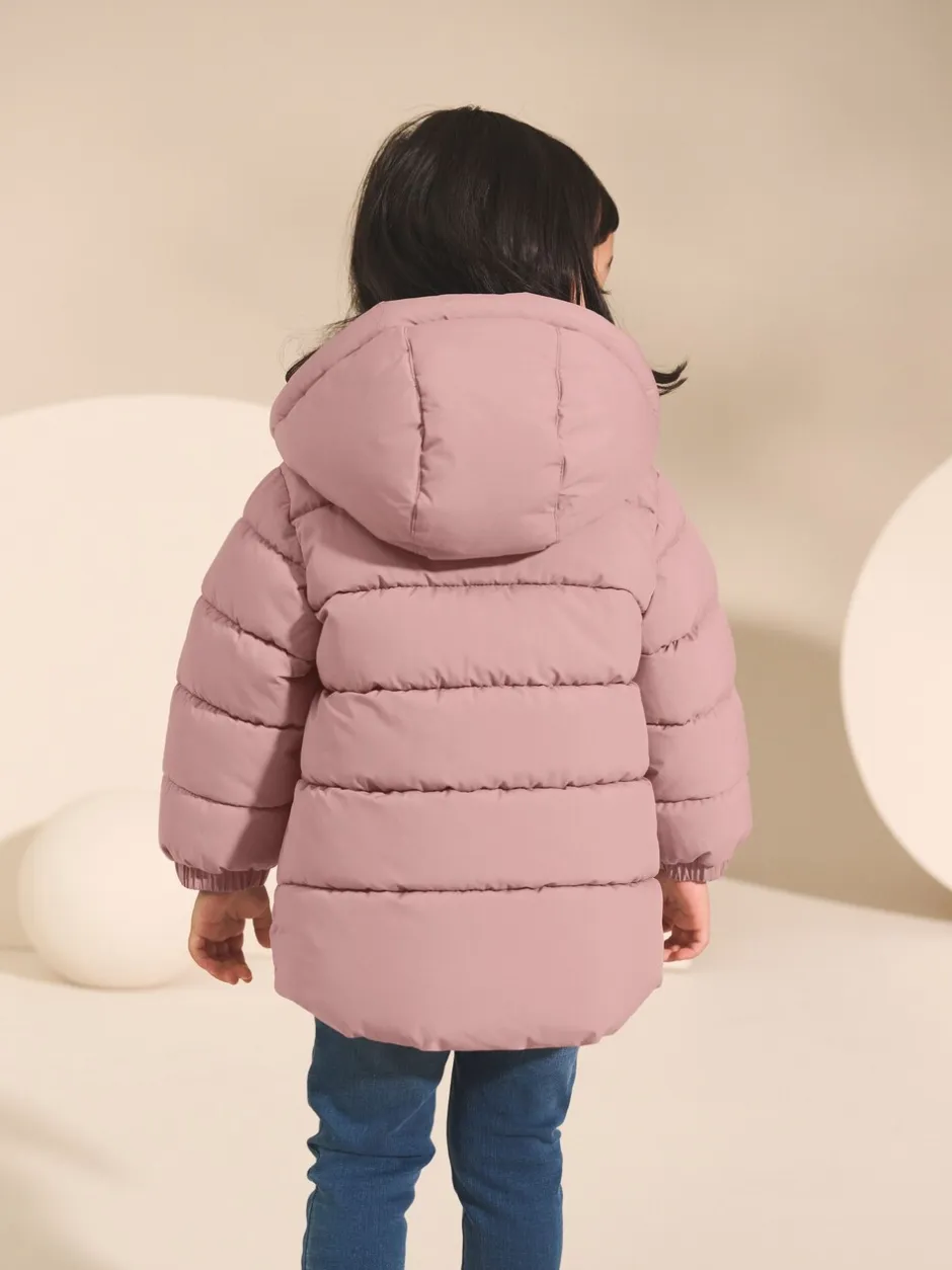 Schoolkleding|Jassen En Jacks|Next - Regenbestendige gewatteerde jas met fleecevoering en capuchon (3mnd -7jr) Roze