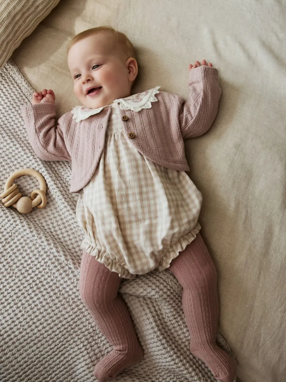 Rompertjes En Tuinbroeken|Babypakjes En Babypyjama's*Next Roze - Rompertje met lange mouwen, bodysuit, vest en panty 4 -delige set (0maanden -2jaar)