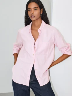 Blouses En Overhemden|Tops En T-Shirts|Next - Ruimvallend 100% katoenen button-down casual overhemd met lange mouwen Roze