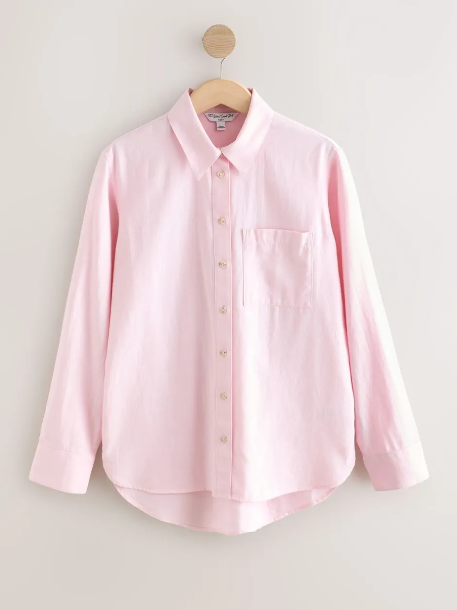 Blouses En Overhemden|Tops En T-Shirts|Next - Ruimvallend 100% katoenen button-down casual overhemd met lange mouwen Roze