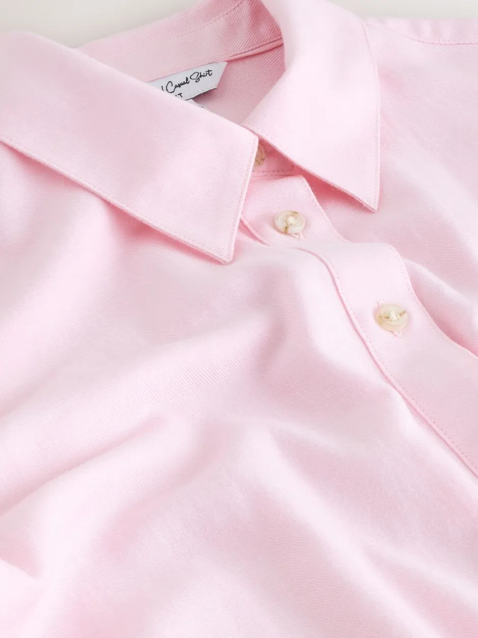 Blouses En Overhemden|Tops En T-Shirts|Next - Ruimvallend 100% katoenen button-down casual overhemd met lange mouwen Roze