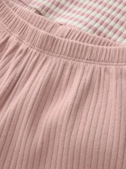 Tops|Tops|Next Roze - Set met geribbelde top met lange mouwen en broek met wijde pijpen (3mnd-7jr)