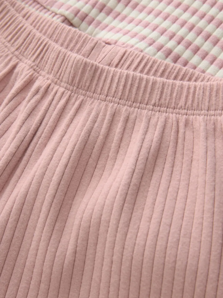 Tops|Tops|Next Roze - Set met geribbelde top met lange mouwen en broek met wijde pijpen (3mnd-7jr)