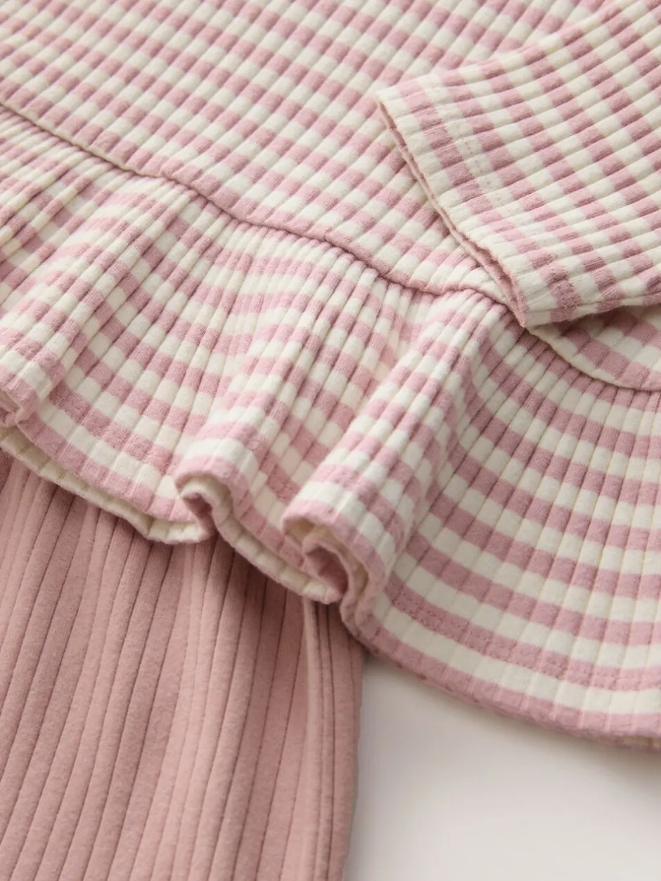 Tops|Tops|Next Roze - Set met geribbelde top met lange mouwen en broek met wijde pijpen (3mnd-7jr)