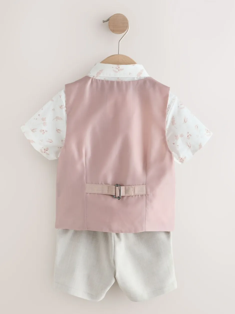 Kostuums En Herenvesten*Next Roze - Set met gilet, overhemd, korte broek & stropdas (3mnd-9jr)