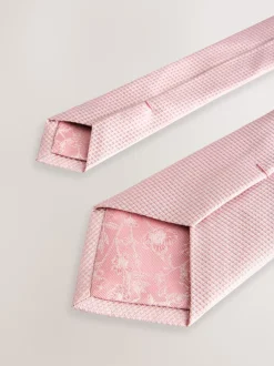 Stropdassen En Pochets*Next Roze - Set met textuurrijke stropdas en pochet