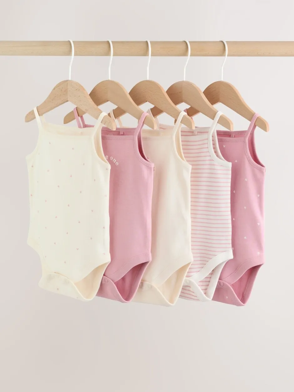Rompertjes En Hemdjes|Next Roze - Set van 5 Baby bodysuits