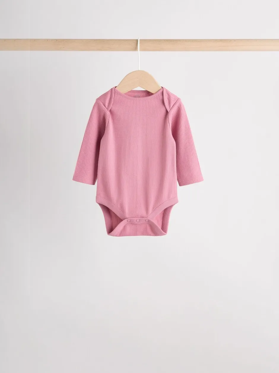 Rompertjes En Hemdjes|Next Roze - Set van 5 babyrompertjes met lange mouwen
