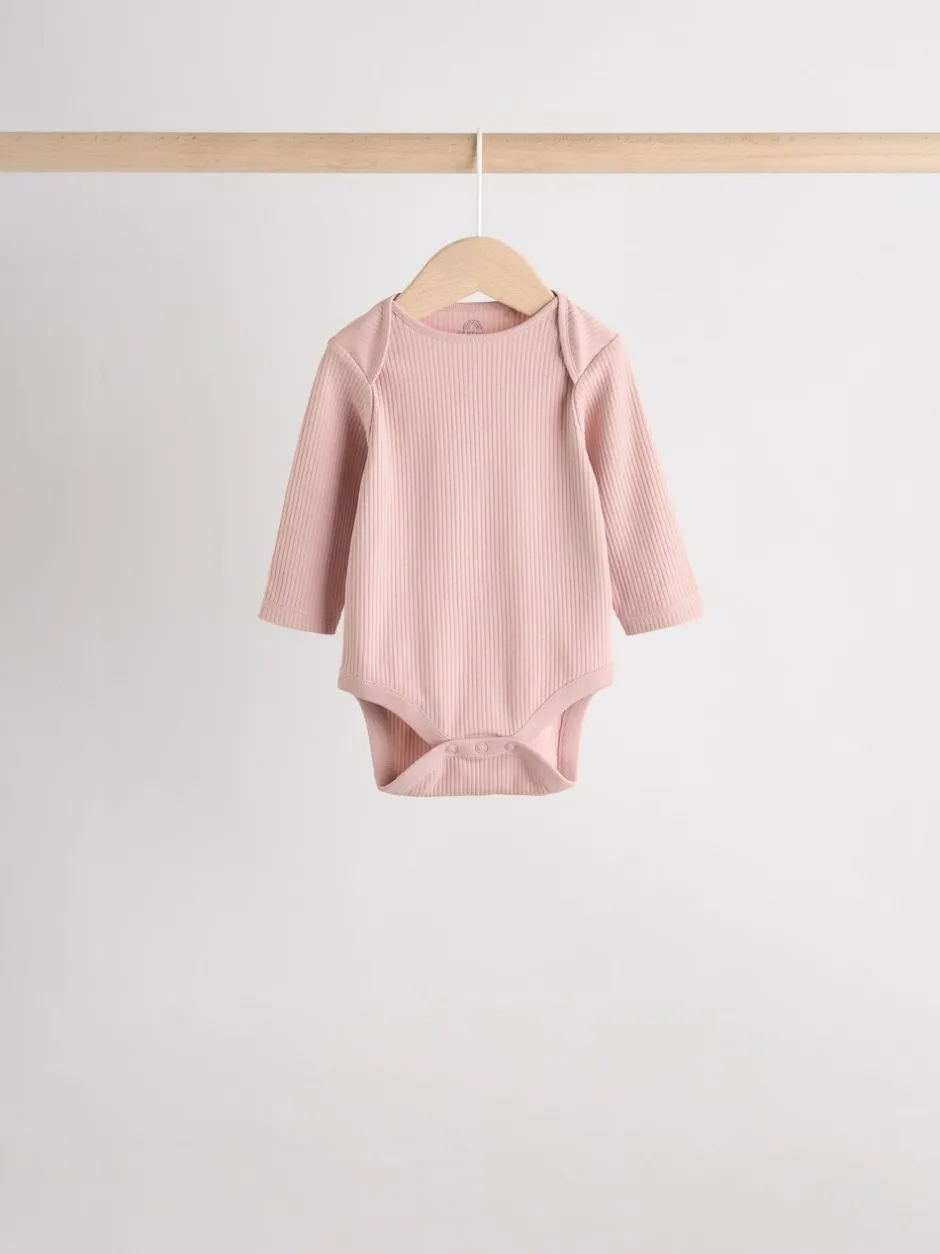 Rompertjes En Hemdjes|Next Roze - Set van 5 babyrompertjes met lange mouwen