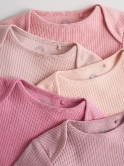Rompertjes En Hemdjes|Next Roze - Set van 5 babyrompertjes met lange mouwen