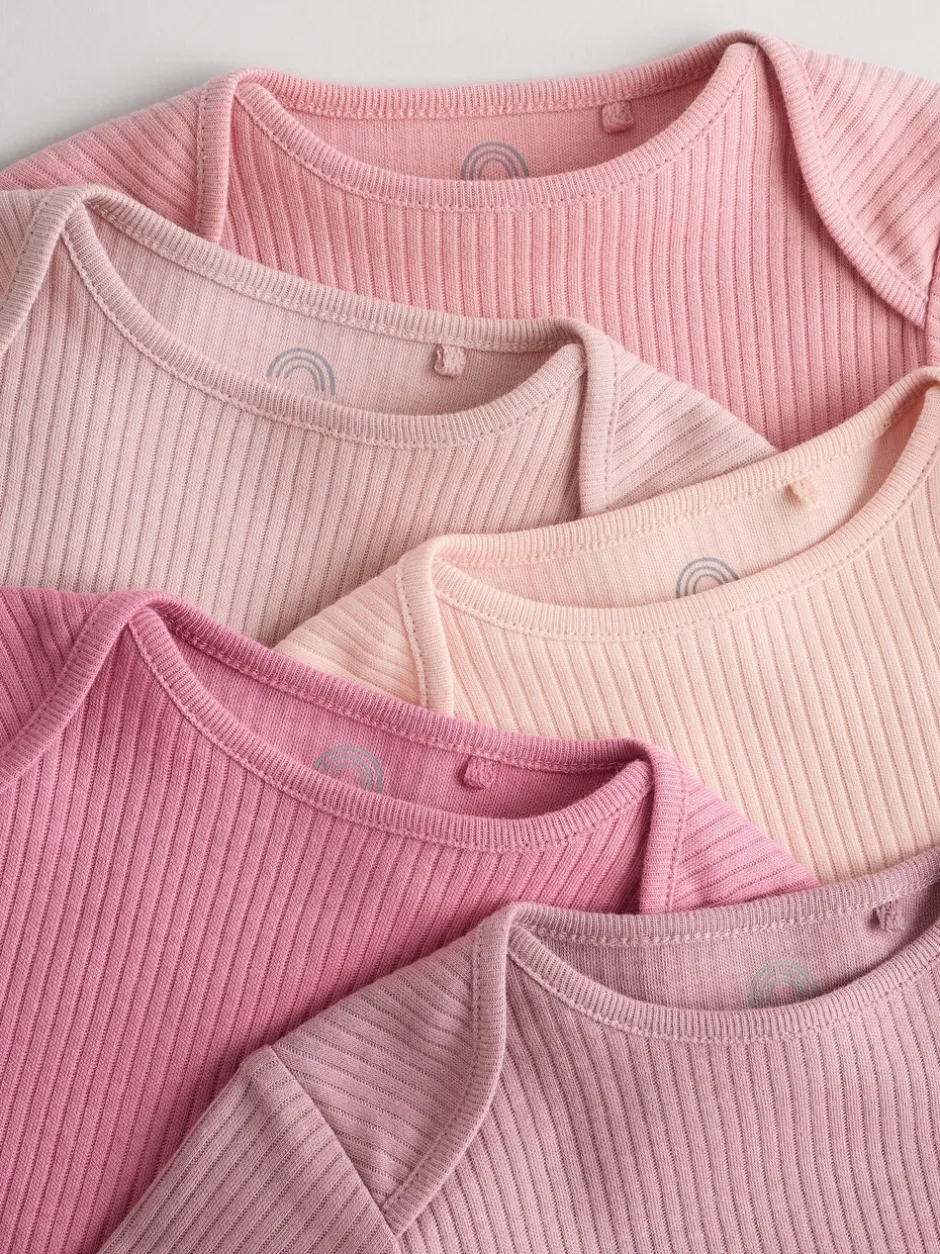 Rompertjes En Hemdjes|Next Roze - Set van 5 babyrompertjes met lange mouwen