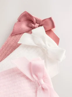 Sokken En Panty's|Gelegenheidskleding*Next Roze - Set van 3 kniehoge Baby Sokken met Strik (0mnd-2jr)