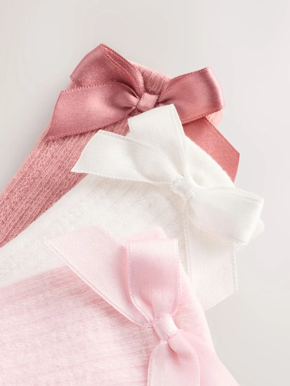 Sokken En Panty's|Gelegenheidskleding*Next Roze - Set van 3 kniehoge Baby Sokken met Strik (0mnd-2jr)