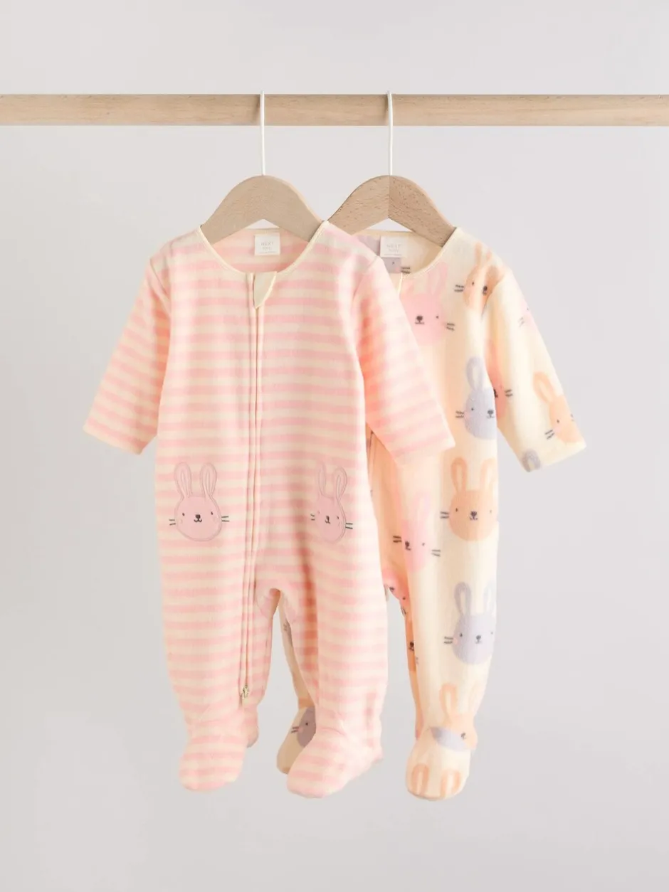 Multipacks|Babypakjes En Babypyjama's*Next - Set van 2 microfleece babypyjama's met tweewegrits Roze