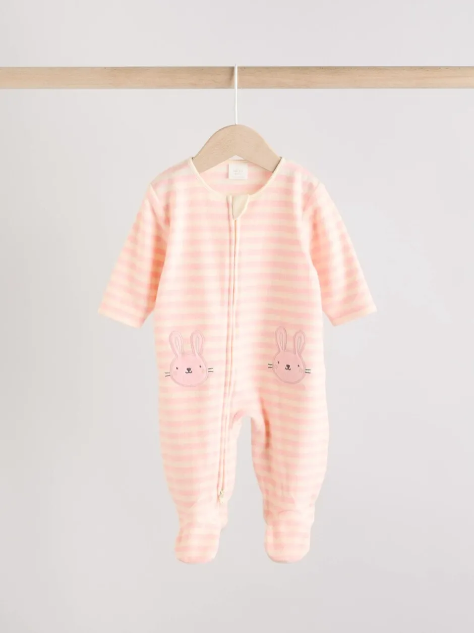 Multipacks|Babypakjes En Babypyjama's*Next - Set van 2 microfleece babypyjama's met tweewegrits Roze
