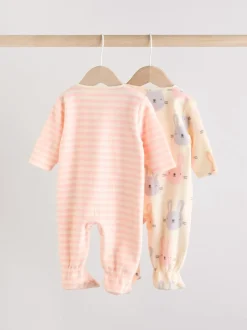 Multipacks|Babypakjes En Babypyjama's*Next - Set van 2 microfleece babypyjama's met tweewegrits Roze
