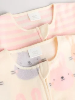Multipacks|Babypakjes En Babypyjama's*Next - Set van 2 microfleece babypyjama's met tweewegrits Roze