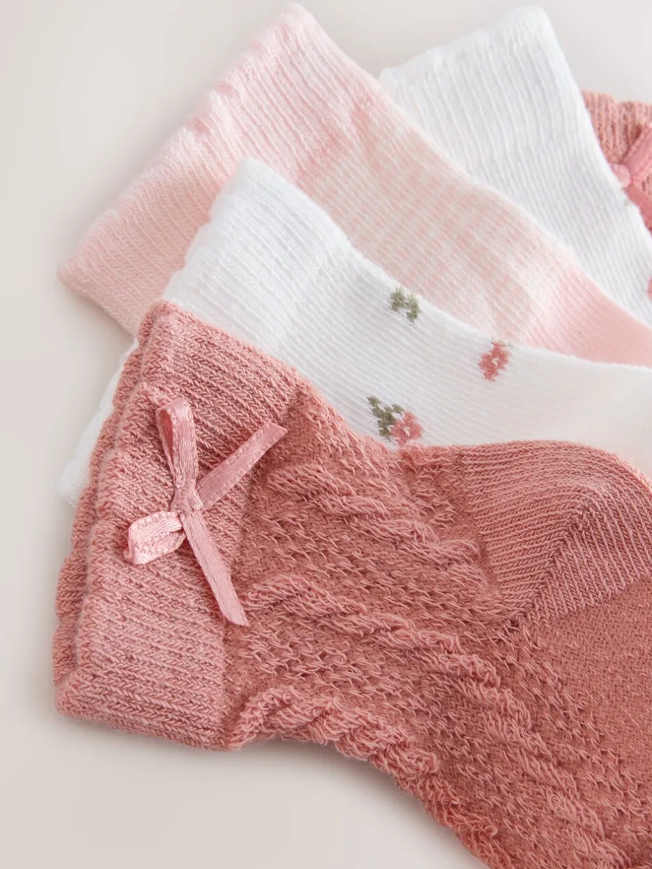 Sokken En Panty's*Next Roze - Set van 5 paar babysokken met kabelpatroon met madeliefjesprint (0mnd-2jr)