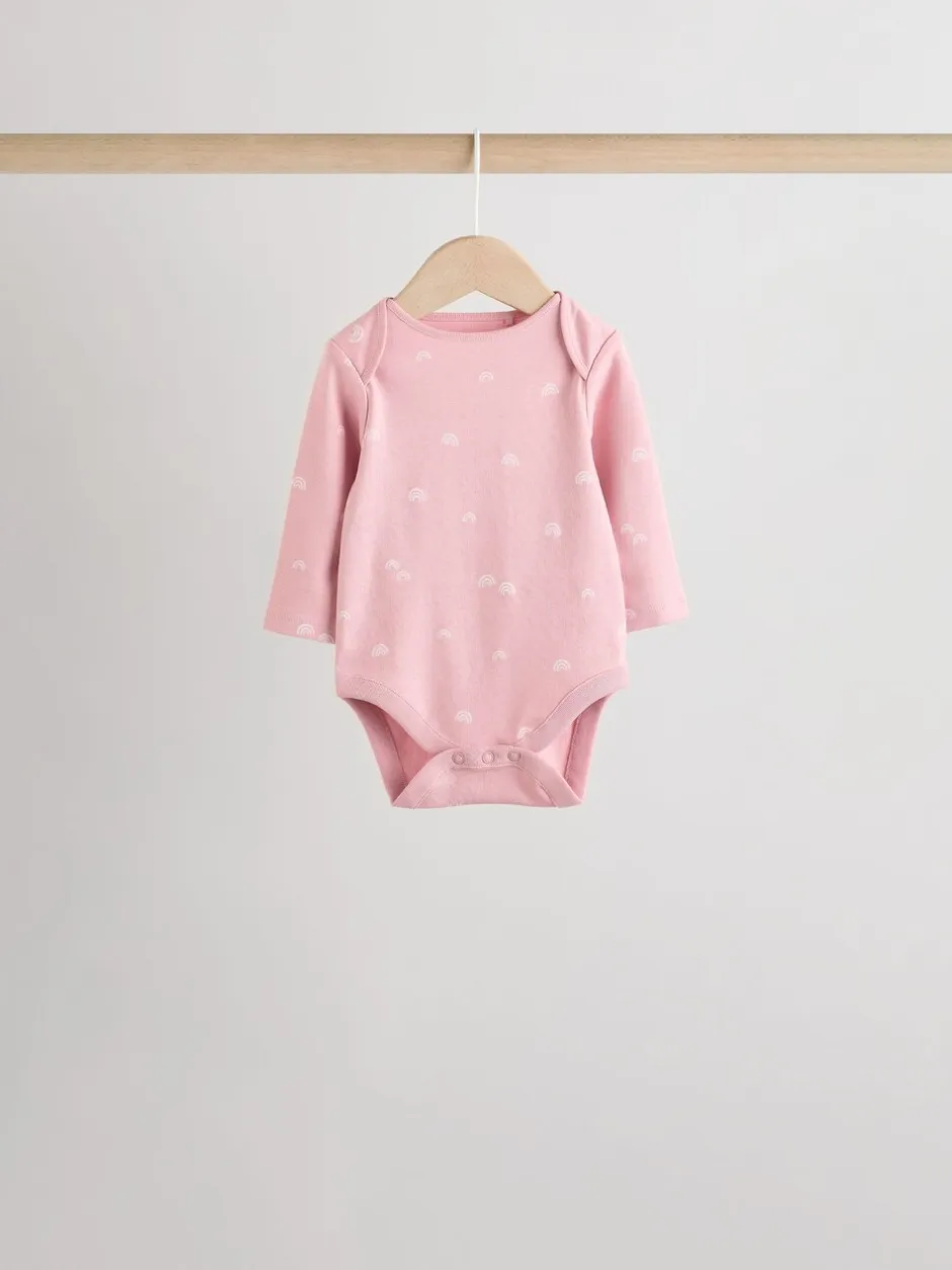 Multipacks|Rompertjes En Hemdjes|Next Roze - Set van 5 rompers met lange mouwen