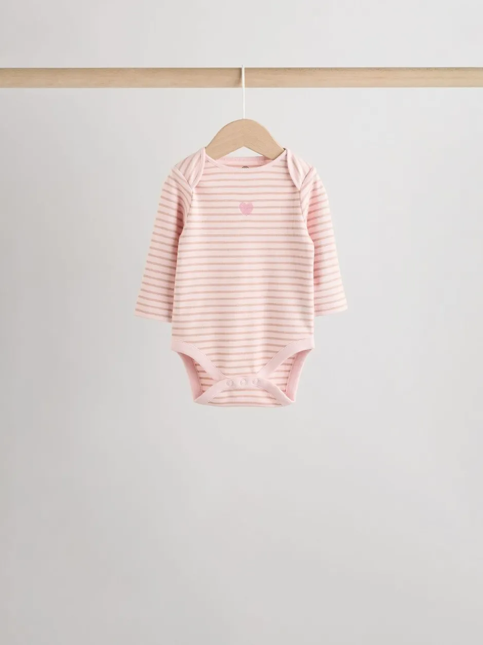 Multipacks|Rompertjes En Hemdjes|Next Roze - Set van 5 rompers met lange mouwen