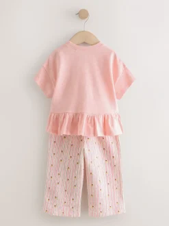 Tops|Tops*Next Roze - Short Sleeve Peplum T-Shirt and Wide Leg Trousers Set (3mths-7yrs)
