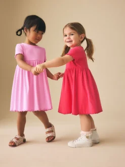 Jurken*Next Roze - Short Sleeve Ribbed Dresses 2 Pack (3mths-7yrs)