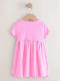 Jurken*Next Roze - Short Sleeve Ribbed Dresses 2 Pack (3mths-7yrs)