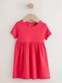 Jurken*Next Roze - Short Sleeve Ribbed Dresses 2 Pack (3mths-7yrs)