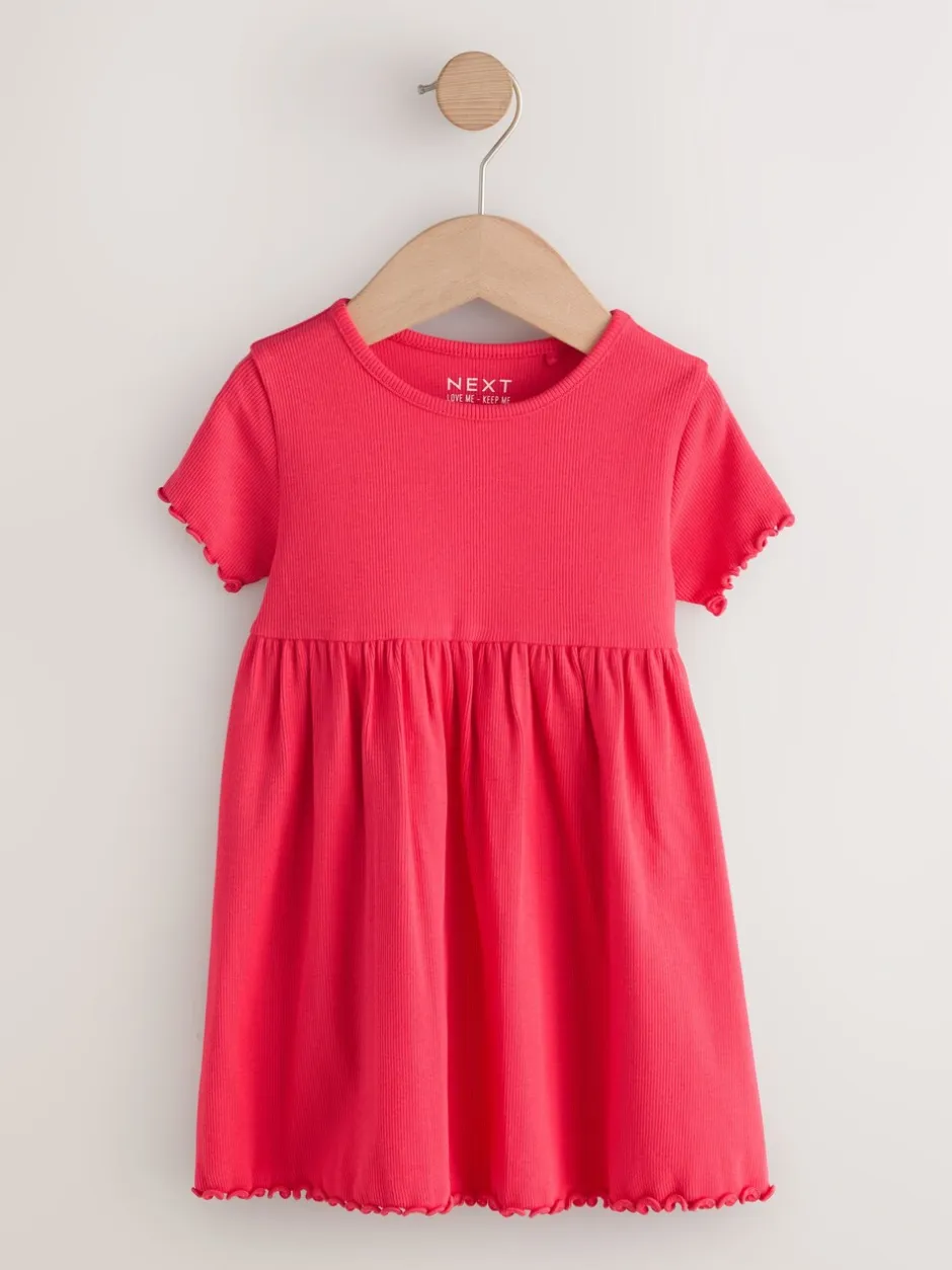 Jurken*Next Roze - Short Sleeve Ribbed Dresses 2 Pack (3mths-7yrs)