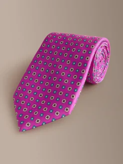 Stropdassen En Pochets|Next Roze - Signature Silk Italian Geometric Tie