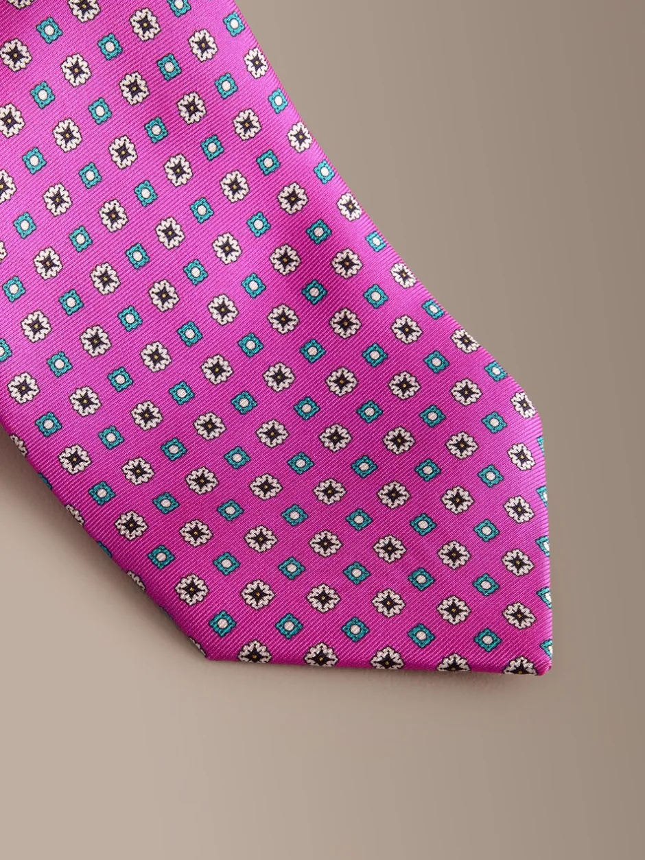 Stropdassen En Pochets|Next Roze - Signature Silk Italian Geometric Tie