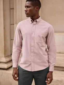Formele Overhemden*Next Roze - Soft Touch Oxford Long Sleeve Shirt