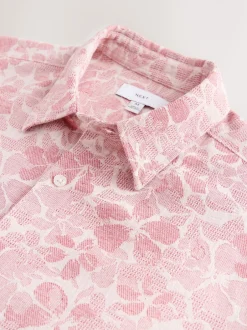 Shirts|Next - Textured Floral Print Short Sleeve Shirt Roze