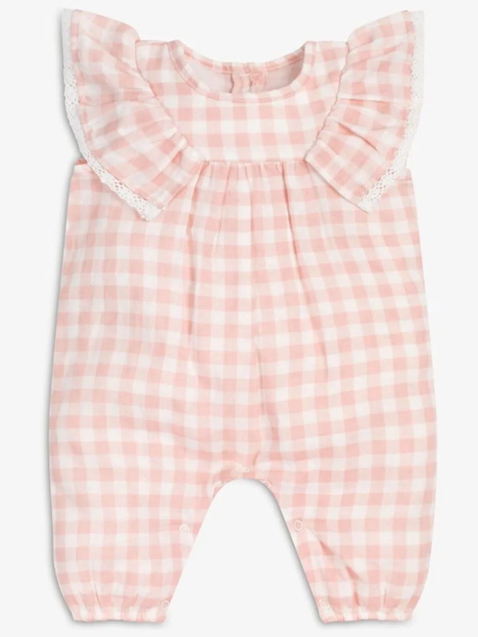 Jumpsuits En Playsuits|The Little Tailor - Mousseline babyplaysuit van 100% katoen Roze