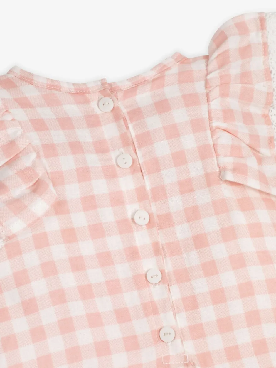 Jumpsuits En Playsuits|The Little Tailor - Mousseline babyplaysuit van 100% katoen Roze